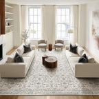 Washable Rugs for Living Room: 10x14 Area Rugs for Bedroom Ultral Soft Non-Slip Stain Resistant Vintage Boho Large Carpet for High-Traffic Dining Room - Farmhouse Decor