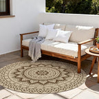 Outdoor Round Rug 6ft, Easy Jute Rug Washable Indoor Outdoor Patio Rug, Non Slip Round Area Rug Farmhouse Front Door Mat,Boho Lightweight Carpet for Backyard Patio Entry (Brown, 6 Ft)