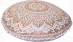 32" Ombre Mandala Bohemian Yoga Meditation Floor Pillow Cover Comfortable Home Cushion Couch Seating Large Zipped Throw Hippie Decorative Ottoman Boho Indian (Golden, 32 inches)