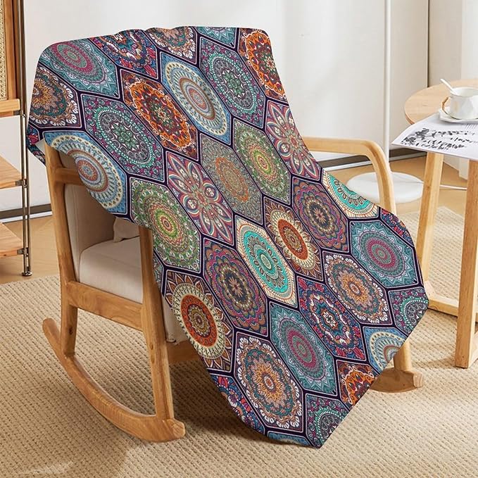 Vintage Boho Floral Throw Blanket Bohemian Flower Patterned Blanket for Sofa Bed Couch Chair Or Dorm 30"x40"