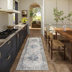 Machine Washable Kitchen Runner Rugs: 2'6"x8' Hallway Runner Rug Non Slip Low Pile Stain Resistant Soft Carpet Runners for Hallways Indoor Entryway Kitchen Laundry Room Beside Farmhouse