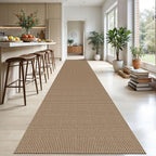 KOZYFLY Extra Long Runners for Hallways 3x20 ft Washable Kitchen Runner Non Slip Rubber Backed Hallway Rug Cotton Entryway Runner Rug Floor Carpet for Indoor Hall, Kitchen, Stair, Tan/Orange/Brown