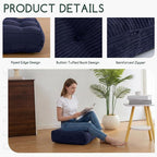 HIGOGOGO Tufted Corduroy Recliner Seat Cushion for Elderly, 20x20x6 Inch Extra Large Square Seat Cushion for Recliner Chair, Floor Pillow, Office Chair, Car, No Pressure on Thighs, Navy