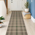 Kitchen Runners Non Skid Washable 6ft - Farmhouse 2x6 Jute Runner Rug for Hallway, Washable Outdoor Carpet for Entryway Indoor, Non Slip Woven Green Plaid Decor