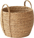 Woven Plant Basket, Wicker Basket for Plants, Handwoven Round Baskets, Garden Pots for Indoor, Small Boho Storage Bin Organizer, Rustic Baskets for Plants and Home Decor