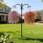 Artificial Flowers Hanging Baskets, 4 Bundles Outdoor Hanging Basket Spring Summer Decoration, No Fade Realistic Fake Flowers Plants for Porch Patio Balcony Home Yard Decor(Light Purple Red)