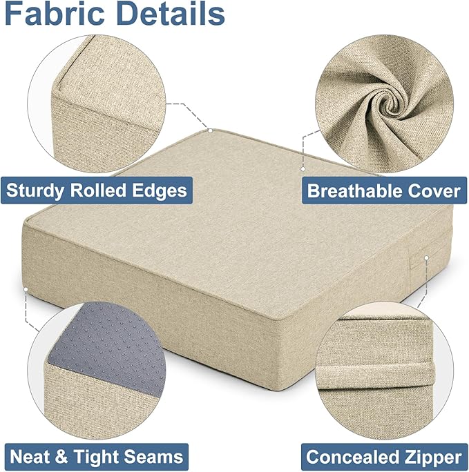Shinnwa Gel Memory Foam Recliner Cushion for Elderly, Dual-Layer Foam Chair Pad, Extra Large Seat Cushion for Couch, Armchair, Wicker Chairs, Floor, 20 × 20 × 5in, Beige