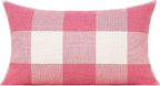 VAKADO 12x20 Set of 2 Pink Throw Pillow Covers Lumbar Buffalo Plaids Decorative Gingham Farmhouse Decor Outdoor Checkered Square Cushion Cases Home Decorations for Bedroom Couch Sofa Patio