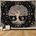 Accnicc Tree of Life Tapestry Sun Moon Stars Tapestries for Bedroom Aesthetic Hippie Black Beige Boho Mandala Spiritual Celestial Large Tapestry Wall Hanging for Dorm Living Room Decor 80 x 60 Inch