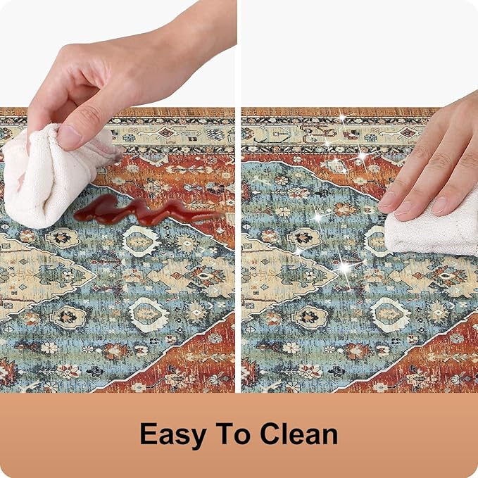 Collive Boho Kitchen Mat 2PCS, Cushioned Anti Fatigue Kitchen Mats for Floor Waterproof Kitchens Rugs Set of 2, Non Slip Comfort Standing Mat for Office, Sink, Laundry, 17.3"x29"+17.3"x59"