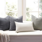 Softalker Throw Pillow Covers 16x16 Inch, Set of 2, Soft Corduroy Boho Stripe Decorative Pillow Cover, Couch Fluffy Pillow Cover for Farmhouse Home Decor Bed Living Room, Dark Grey