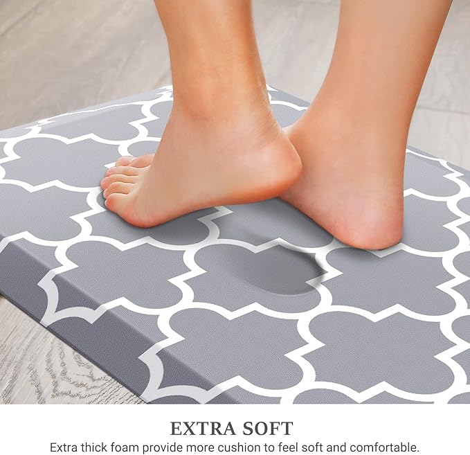 WISELIFE Anti Fatigue Floor Mat - 4/5 Inch Kitchen Mat Non Slip Waterproof Heavy Duty Ergonomic Comfort Mat Durable for Home, Office, Sink, Laundry,(17.3" x 39", Grey)