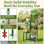 5-Tier Metal Plant Stand Indoor Outdoor, Corner Tall Plant Shelf for Multiple Plants, Foldable Plant Stand, Heavy Duty Flower Stand Holder for House Living Room Balcony Garden Patio -GreenFlower