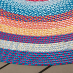 SAFAVIEH Washable Rug Outdoor Braided Collection - 5' Round, Red & Orange, Handmade & Reversible, Non-Shedding & Easy to Clean, Ideal for Patio, Backyard, Mudroom (BRD308Q)