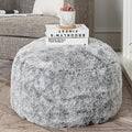 Asuprui Grey Ottoman Foot Rest NO Filler Pouf Ottoman Unstuffed 20x20x12 Inches Round Pouf Seat Bean Bag Chair Foldable Floor Chair Storage for Living Room Bedroom Cover ONLY