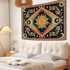 Accnicc Hippie Sun and Moon Tapestry Boho Mandala Floral Wall Tapestry for Bedroom Aesthetic Vintage Plant Celestial Colorful Small Tapestries Wall Hanging for Dorm Living Room Decor 48 x 36 Inch
