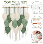 Weldomcor Macrame Wall Hanging, Boho Leaves Macrame Tapestry Wall Decor Handmade Green Woven Hanging Decor Chic Bohemian Wall Art Home Decoration for Bedroom Living Room Nursery Office 23.6"W x 29.5"L