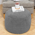 Unstuffed Pouf Ottoman Cover Handmade Footstool Ottoman Storage Solution Floor Pouf Footrest Cushion 20Diameterx12Height Inches for Living Room Wedding Dark Gray