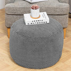 Unstuffed Pouf Ottoman Cover Handmade Footstool Ottoman Storage Solution Floor Pouf Footrest Cushion 20Diameterx12Height Inches for Living Room Wedding Dark Gray