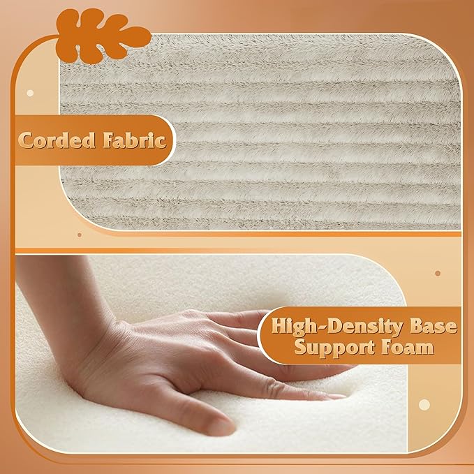 WLIVE Pouf Ottoman Foot Rest, Square Bean Bag Ottoman Coffee Table for Living Room, Greyish Beige
