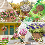 ZeeDix 2 Pack 20 Inch Large Hanging Baskets for Plants Outdoor with Coconut Liners Replacement, Hanging planters Baskets with Natural Coco Liner for Outdoor Indoor Planters Flowers Vegetables