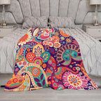 Boho Paisley Floral Throw Blanket Mandala Indian Bohemian Colorful Flowers Blanket for Sofa Bed Couch Chair Or Dorm 40"x50"