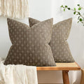 MIULEE Pack of 2 Decorative Burlap Linen Spring Throw Pillow Covers Farmhouse Pillowcases Modern Rustic Woven Textured Cushion Cover for Sofa Couch Bed 20x20 Inch Taupe