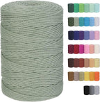 Cotton Macrame Cord 3mm 328yards Natural Colored Macrame Supplies, Soft Craft Cotton Rope for Plant Hanger Wall Hanger Dreamcatcher (Pea Green)