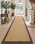 DEXI Jute Hallway Runner Rug 3x7, Woven Braided Natural Fiber Non Slip Runner Inside, Farmhouse Runners Carpet Indoor for Entryway Kitchen Luandry, Natural/Brown