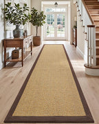 DEXI Jute Hallway Runner Rug 3x8, Woven Braided Natural Fiber Non Slip Runner Inside, Farmhouse Runners Carpet Indoor for Entryway Kitchen Luandry, Natural/Brown