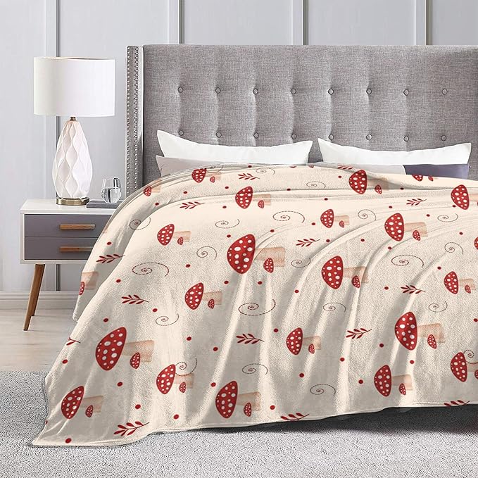 Mushroom Throw Blanket, Mushrooms Blankets, 320GSM Fluffy Cozy Soft Warm Plush Lightweight Decorative Blanket Gifts for Women Men Girls Boys Kids Baby (Mushrooms 2, 50"x40")