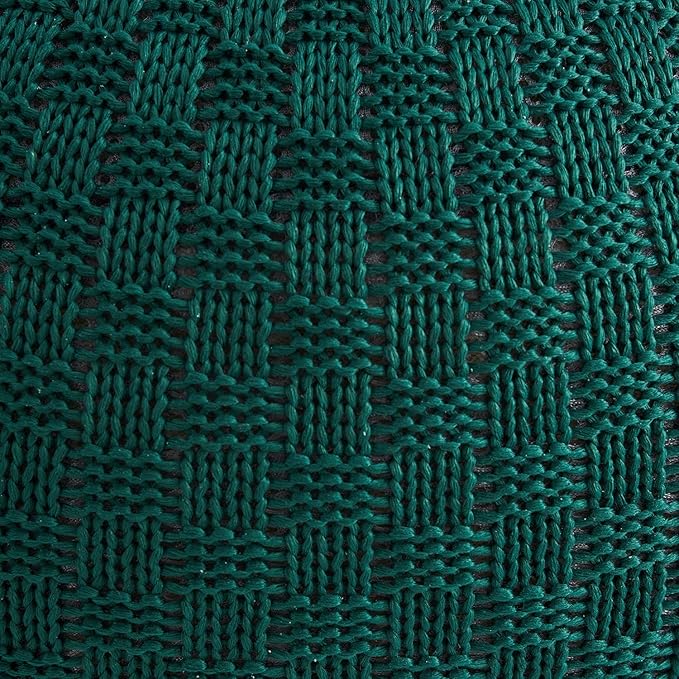 ARTPLAN - Round Knit Pouf - Woven Floor Ottoman - Handmade & Hand Stitched - 19.7 Dia x 12.8 High - Boho Home Décor - Living Room - Bedroom,Invisible Green