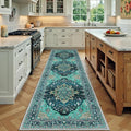 Area Rugs 3'x9' Runner Rug Non Slip Washable for Kitchen Hallway Bedroom Beside Laundry Room Bathroom Rug, Floor Carpet, Teal Green Lake Blue Turquoise