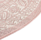 Rugs.com Outdoor Aztec Collection Rug – 13 Ft Round Pink Flatweave-Pile Rug Perfect for Kitchens, Dining Rooms