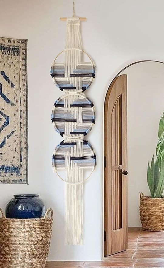 Macrame Wall Hanging Fiber Wall Art Woven Bohemian Decor Art Living Room Round Handmade Geometric Lines Home Décor