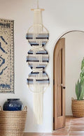 Macrame Wall Hanging Fiber Wall Art Woven Bohemian Decor Art Living Room Round Handmade Geometric Lines Home Décor