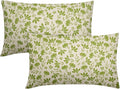 Lime Green Floral Pillow Covers 12x20 Set of 2 Vintage Rustic Old Style Cute Small Flower Green Cream Print Decorative Outdoor Pillowcases Farmhouse Throw Cushion Case Decor for Couch Sofa Bed