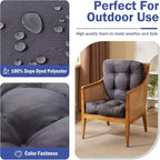 Outdoor Chair Cushions Set of 4, Patio Chair Cushions with Ties, 19x19+5” Tufted Outdoor Seat Cushions, Waterproof Patio Furniture Cushions, Outdoor Dining Chair Pads, Dark Grey