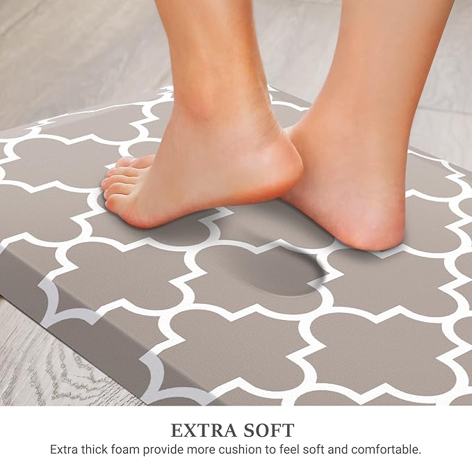 WISELIFE Kitchen Runner Rugs Anti-Fatigue mats,17.3"x 39",Non Slip Waterproof Ergonomic Comfort Mat for Kitchen, Floor Home, Office, Sink, Laundry,Khaki