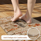 KIMODE Fall Kitchen Mats Cushioned Anti Fatigue, Orange Farmhouse Kitchen Rugs Sets of 2, Non Slip Kitchen Mats for Floor, Padded Kitchen Floor Mats for Sink Laundry Office Desk 17"x47"+17"x29"