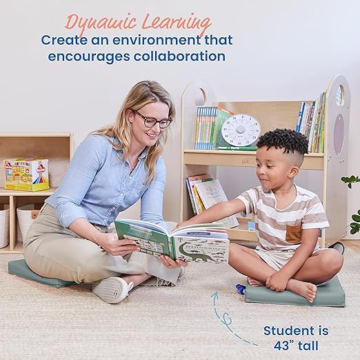 ECR4Kids SoftZone Square Floor Cushions with Handle, Flexible Seating, Grey, 6-Piece