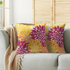Hot Pink Yellow Orange Pillow Covers 20X20 Inch Set of 2, Spring Summer Floral Dahlia Flower Cream Decorative Throw Pillow Covers Outdoor Modern Farmhouse Cushion Case for Home Couch Sofa Bed Decor