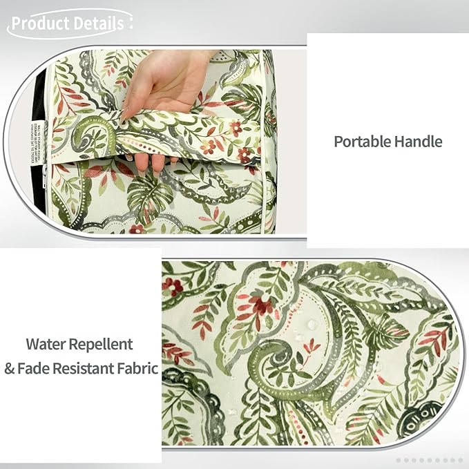 Indoor/Outdoor Inflatable Ottoman D21 x H9 inch, Round Footstool Inflatable Foot Rest Ottomans with Handle, Portable Ottoman Pouf for Patio, Garden, Camping, Home,Faylinn Shadow Paisley