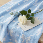 WRENSONGE Throw Blanket Diamond Bowknot Blue Soft Cozy Fluffy Warm Throw for Couch Sofa Bed Camping Picnic Travel Lightweight - 50"*60"