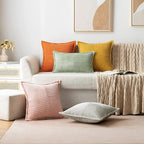 MIULEE Decorative Throw Pillow Covers for Couch Bed Livingroom 18x18 Inch Set of 2 Fall Mustard Yellow Boho Accent Throw Pllows Broadside Striped Patchwork Soft Corduroy Pillowcases