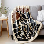 HIWX Boho Abstract Floral Blanket, Boho Brown and Black Abstract Flowers Throw Blanket for Home Living Room Bedroom Decor, Floral Room Decor, 50x60 Inches