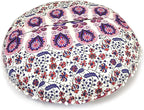 Round Mandala Floor Pillow Cover Seating Cushion Throw Cover Hippie Decorative Bohemian Ottoman Pouf Cover, Pom Pom Pillow Cases,Boho Indian 22 Inches (Pink)