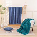 YUSOKI Sherpa Large Throw Blanket Single Layer,Light Weight(1.7lb),370GMS-3D Stylish Design for Gift Home Decor (Washed Blue,50"x65")
