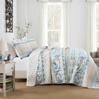 Boho Style Queen Quilt Set Reversible Bohemian Paisley Teal Quilt Beddding Set, Soft and Lightweight Bedspread for All Season, Full Size Bed Coverlet with 2 Matching Pillow Shams (3 Pieces)