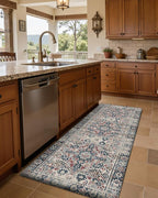 DEXI Kitchen Mats for Floor Cushioned, 23x59 Wide Runner Rug Non Slip, Waterproof Soft Comfort Standing Padded Anti Fatigue Decorative, Blue Red